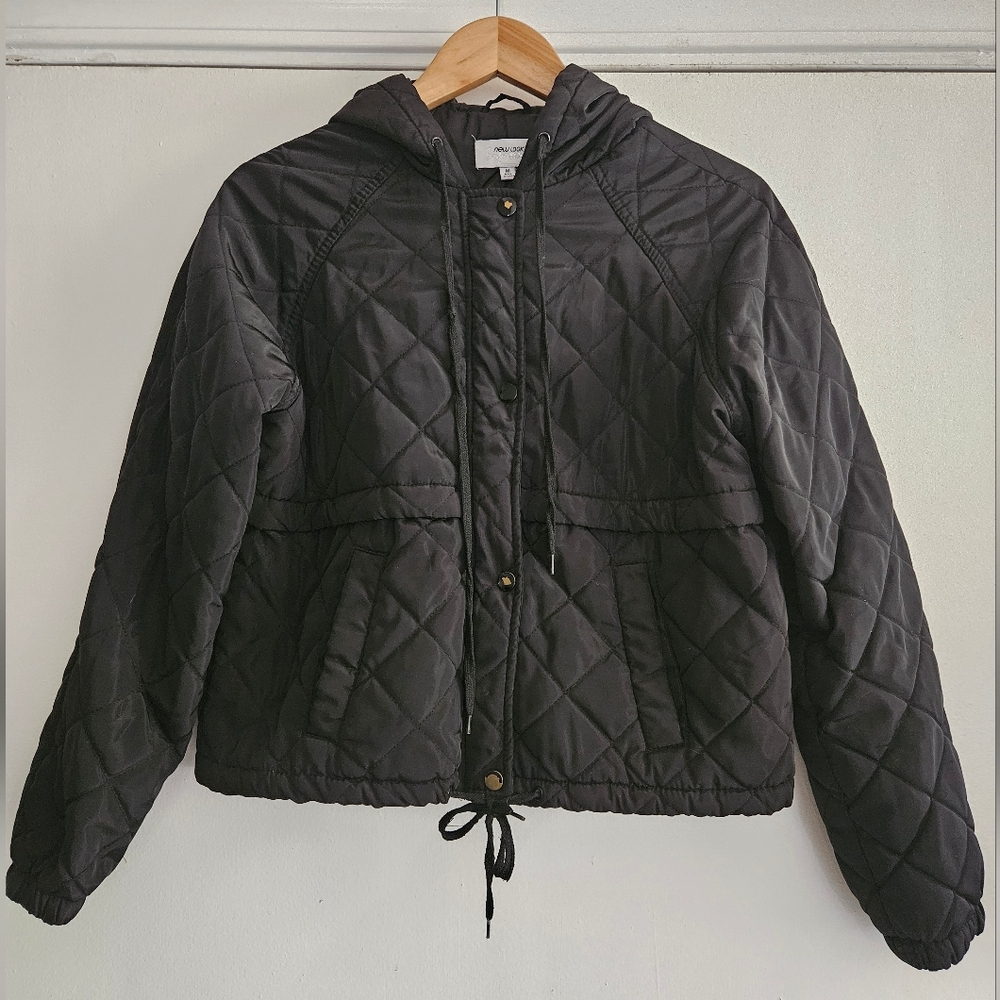 New Look Women's Black Hooded Casual Jacket Size Medium